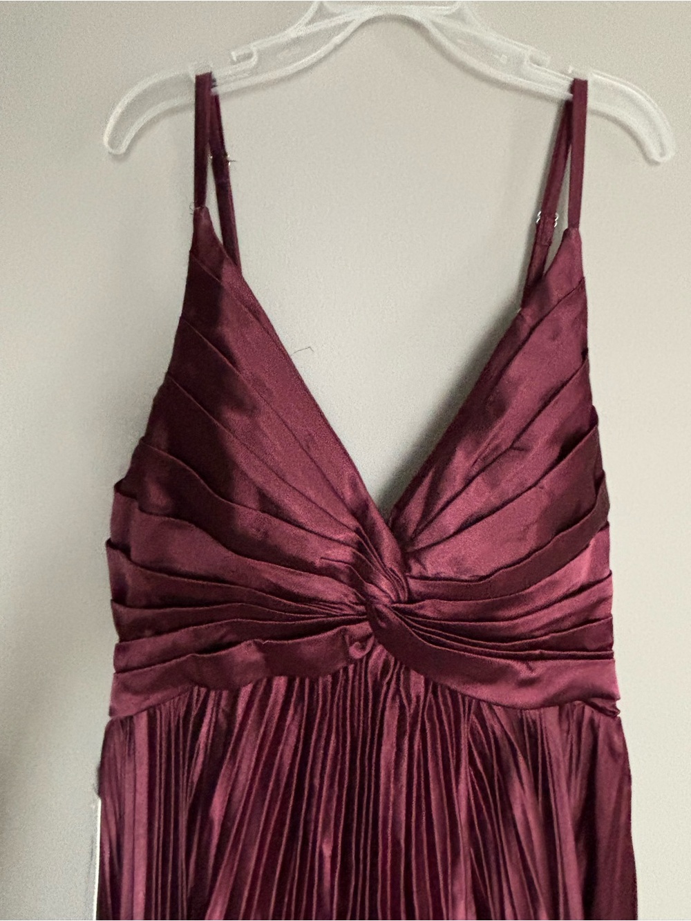Satin V-Neck Pleated Maxi Dress - Picture 3 of 6